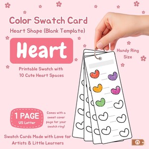 Scheda campione di colori a forma di cuore: tavolozza di pennarelli artistici (PDF - formato lettera USA)