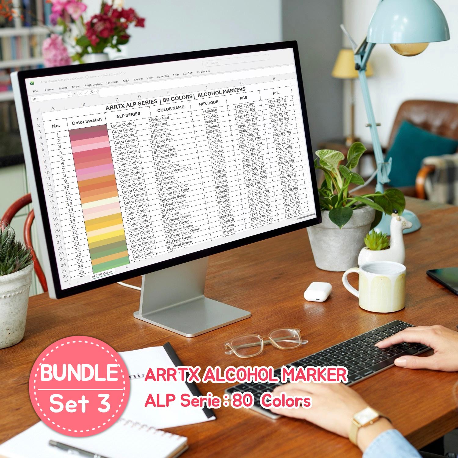 Arrtx Alcohol Marker Color Code Chart | APL Series | Big Bundle | Excel ...