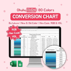 Ohuhu OAHU Conversion Chart| 80 Colors | Old New Code| Hex Code | RGB (Excel File)