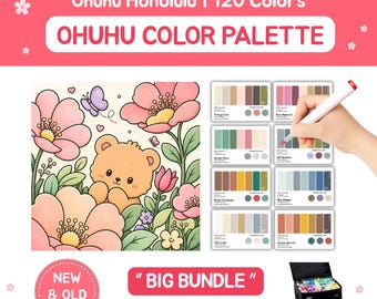 Ohuhu Color Palette for 120 Markers | New & Old Code | Vintage Vibe Theme | BIG BUNDLE
