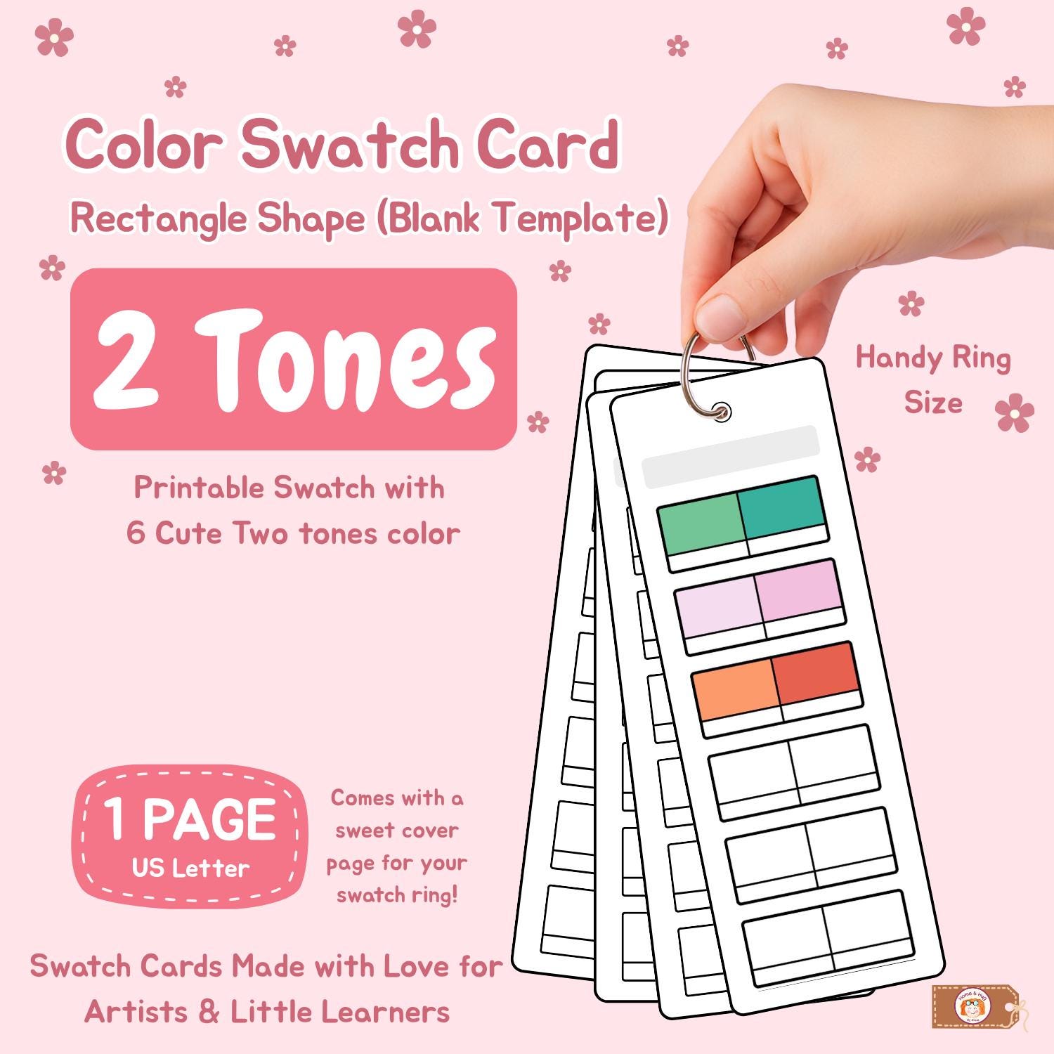 Swatch Rectangular Printable Color Swatch Card: Rectangle 2-tone Palette (US Letter PDF ...