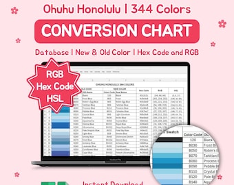 Ohuhu Honolulu Conversion Chart| 344 Colors| Old-New Code| Hex Code | RGB (Excel File)
