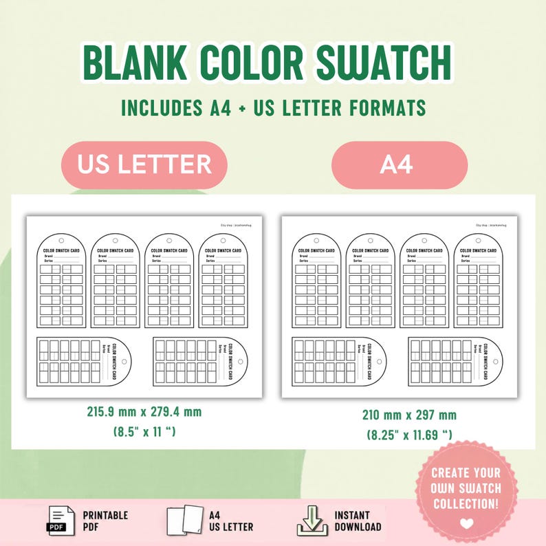 Swatch Rectangular Color Swatch Card Printable | Blank Marker Swatch Template | 12 Swatch ...
