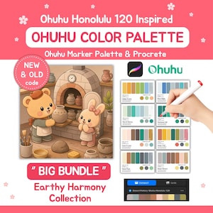 Ohuhu Color Palette 120 Markers for Procreate and Marker Artists | New & Old Code | Earthy Harmony Theme | BIG BUNDLE