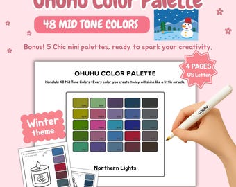 Ohuhu Marker Color Palette: 25 Winter Shades + 5 Mini Palettes (PDF Download)