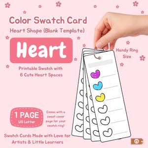 Scheda campione di colori a forma di cuore: organizzatore di pennarelli artistici (PDF - formato lettera USA)