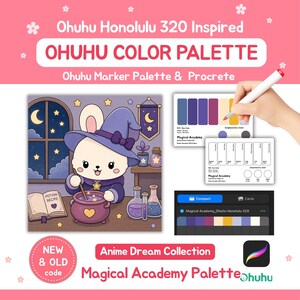 Paleta de Cores Ohuhu com 320 Marcadores para Procreate e Artistas de Marcadores | Códigos Novos e Antigos | Tema Anime Dream | Academia Mágica