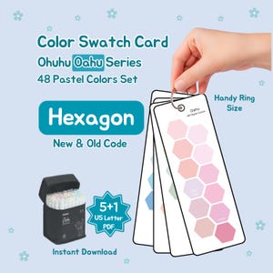 Ohuhu Oahu 48 Pastel Colors Swatch Card | Hexagon Color Chart | New and Old Code