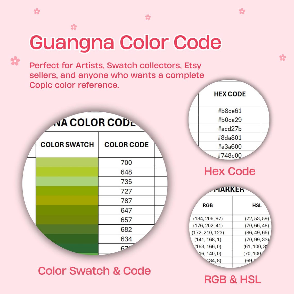 Guangna Acrylic Marker Color Code Chart | 240 Colors | Excel File | HEX ...