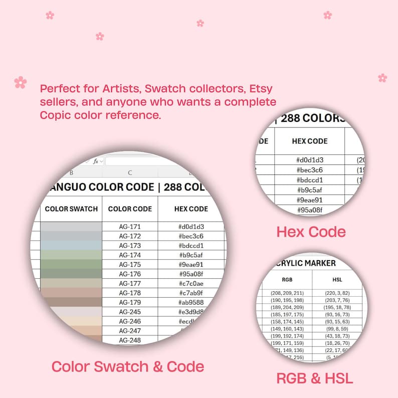 Languo Acrylic Marker Color Code Chart | 288 Colors | Excel File | HEX ...