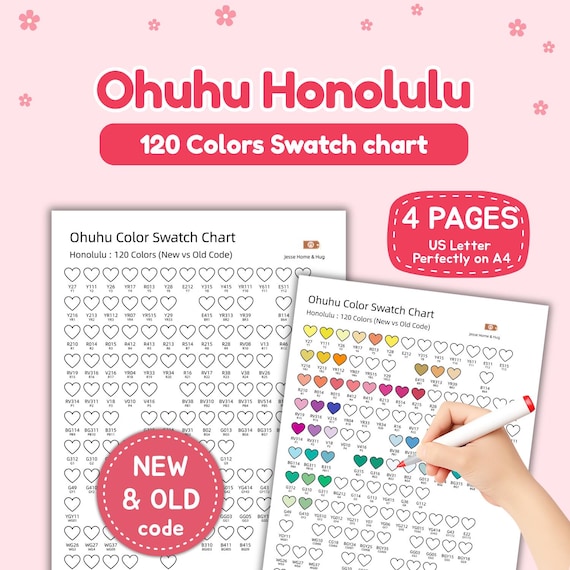 Ohuhu Honolulu 120 Marker Swatch Chart (old -new Code) – Heart