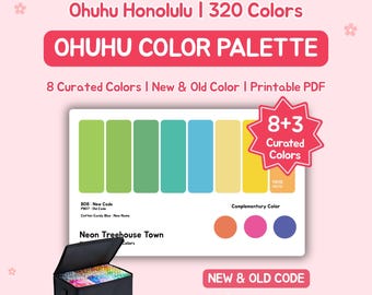 Ohuhu Color Palette for 320 Markers | New & Old Code | Colorful Theme| Printable PDF