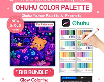 Ohuhu Farbpalette mit 320 Markern für Procreate und Marker-Künstler | Neuer & alter Code | Leuchtendes Farbthema | GROSSES PAKET