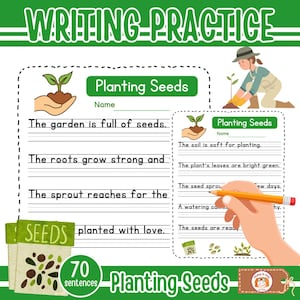 Sentences writing practice worksheets, Phonics, Write the sentences activity, ELA Worksheets, 1st grade home school, Planting seeds