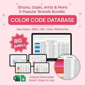 Color Code Bundle for Markers | Ohuhu Copic Arrtx Guangna Languo | Hex RGB HSL Color Codes | Artist Color Reference