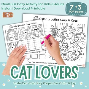 Mindful Cat Coloring Pages: Affirmations for Stress Relief (Digital Download)