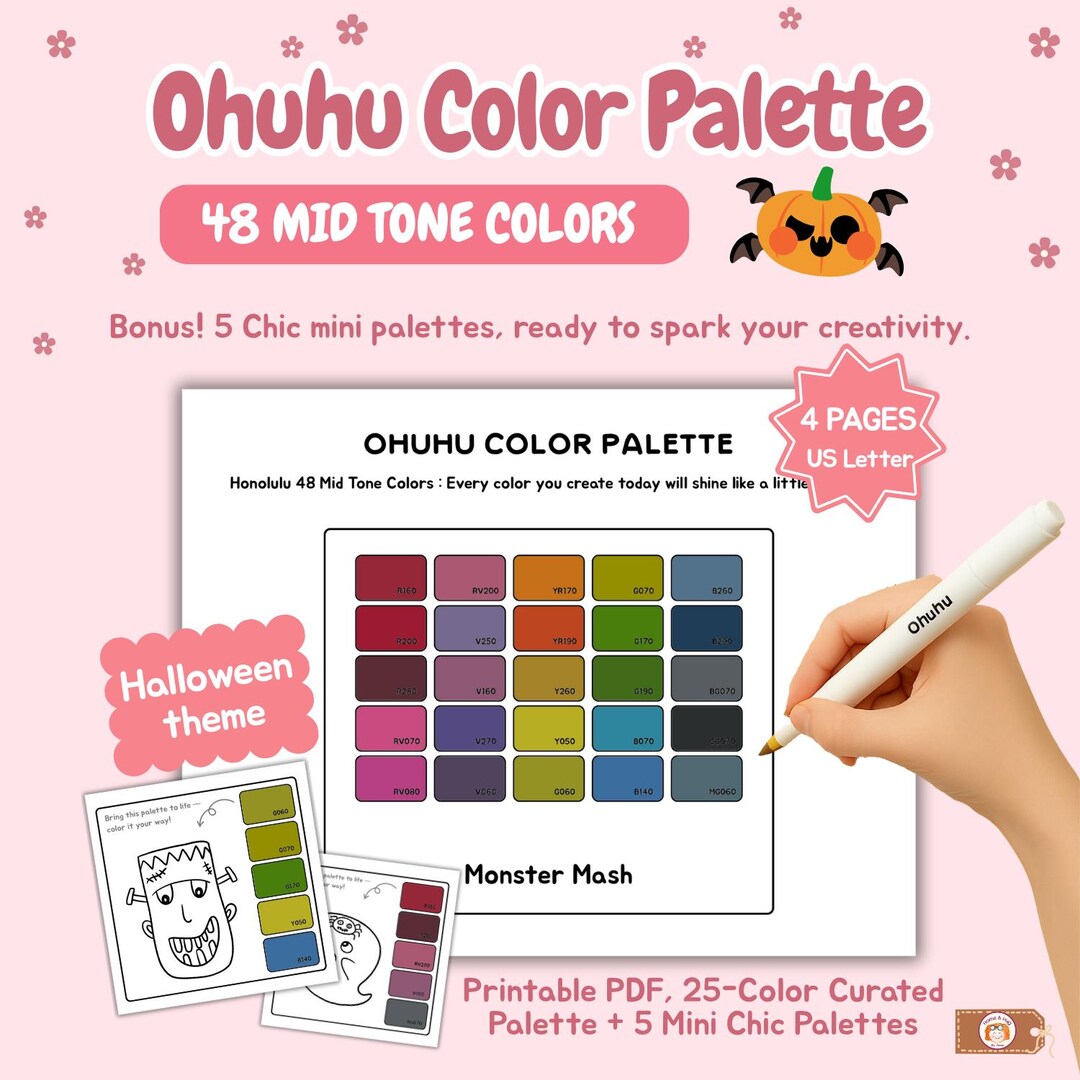 Ohuhu Marker Color Palette: 25 Halloween Spooky Shades + 5 Mini ...