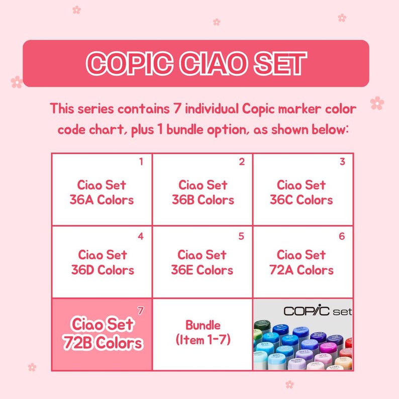 W1 Copic Code Copic Color Code Chart 72B Colors | Ciao Set | Excel Database HEX RGB ...