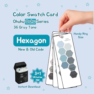 Ohuhu Oahu 36 Gray Tone Swatch Card | Hexagon Color Chart | New and Old Code