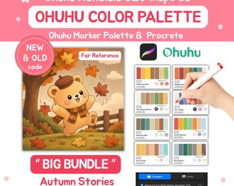 Ohuhu Kleurenpalet met 320 markers voor Procreate en markerkunstenaars | Nieuwe & oude code | Thema Herfstverhalen | GROOT PAKKET