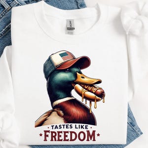 Tastes Like Freedom PNG, Funny Duck Digital Download, Duck Hunting Sublimation PNG, 4th of July Duck Patriotic Sublimation png, hunting PNG