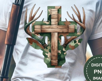 Camo Cross Hunting png, Christian Hunters of Men png, Bible Nature Outdoor png, Camouflage Cross png, Faith png, Deer Hunting PNG