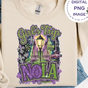ガールズ トリップ PNG、バースデー NOLA PNG、マルディグラ昇華 PNG デザイン、ニューオーリンズ ガールズ トリップ、デジタル ダウンロード、ハッピー マルディグラ、フルール ド リス
