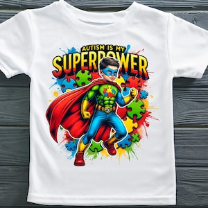 Autismo é meu superpoder png, Autismo super-herói png, Downloads digitais de autismo, Camisa de conscientização sobre autismo para crianças com autismo png, Autismo png, Autismo