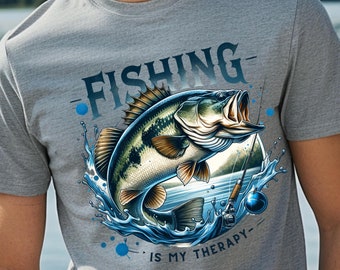 Fishing is My Therapy PNG, Sublimation Design Digital Download Funny Fisherman PNG Digital Design, angling shirt design, fishing hoodie PNG