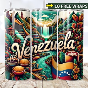 20oz Tumbler Wraps Venezuela, Venezuela Flag Tumbler PNG, Patriotic Skinny Tumbler Sublimation, Venezuela PNG, 20oz Tumbler Wraps Venezuela