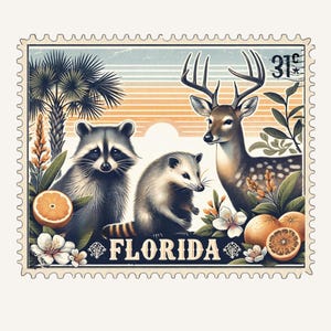 Florida stempel staat PNG, vintage stempel sublimatie ontwerp, USA staat vintage postzegel, Florida postzegel digitale download BUNDEL