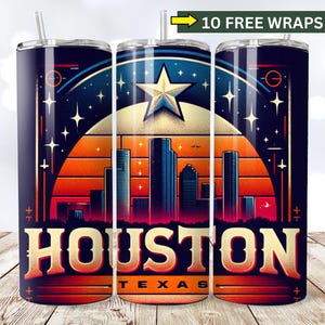 Houston Texas Png For Tumbler, 20oz SEAMLESS Tumbler Wrap, Houston 20oz Skinny Tumbler Wrap PNG, Houston Texas Sublimation, Digital Download