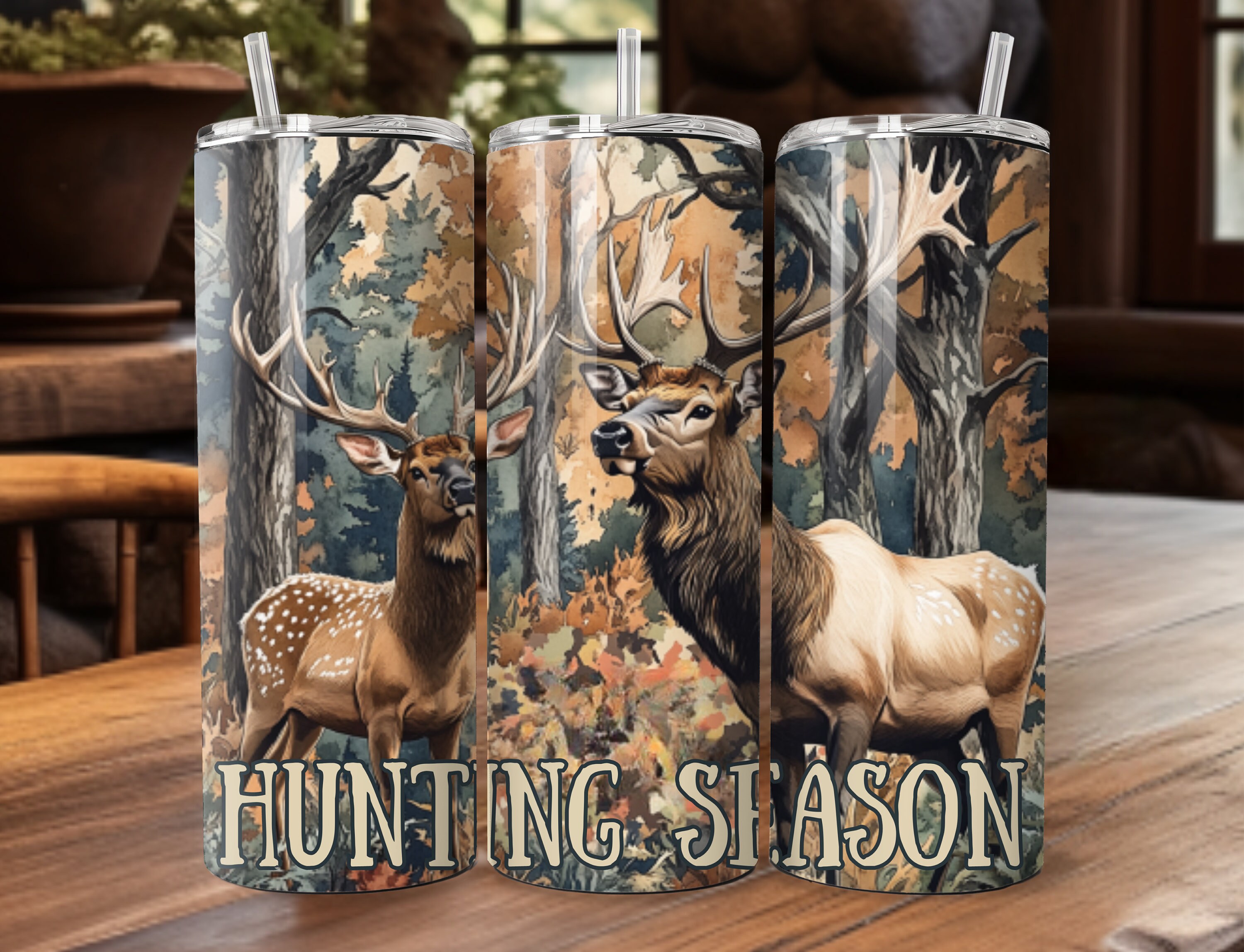 Camo Deer (elk) Hunting Season Tumbler Wrap 20oz Sublimation Tumbler ...
