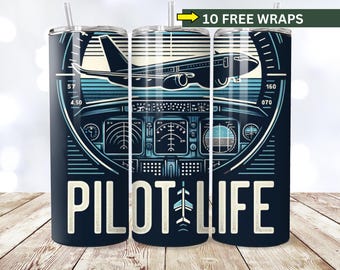 20oz skinny Tumbler Wraps voor piloten, Flight Instruments Panel Pilot Tumbler Wrap, pilootsublimatieontwerp, direct downloaden, piloot, png