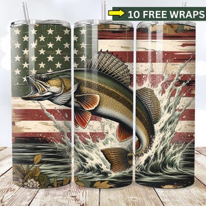 Snoekbaarzen vissen png, visser visser 20oz sublimatie ontwerp, patriottische heren beker wrap, Vaderdag png, camouflage papa png