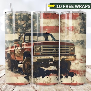 Square Body png, 20 oz-beker voor vrachtwagen, vrachtwagensublimatie, vierkante vrachtwagen png, 20 oz magere bekerverpakking, sublimatiebeker, vrachtwagenbeker