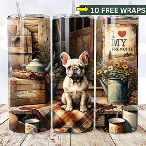 Liebe mein Haustier Tumbler Wrap, französische Bulldogge SEAMLESS 20 Unzen skinny Becher Sublimation PNG Design Frenchie Mom Geschenk, Sofort Download, Hundeliebhaber