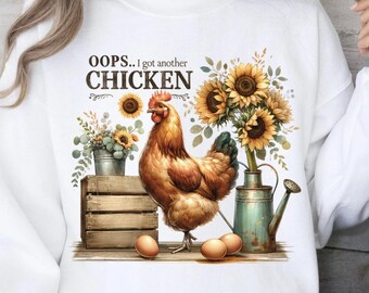 Funny Chicken PNG: Rustic Farmhouse Sublimation Design (Digital Download
