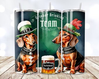 Oktober Bier Hund, Oktober Bier Festival PNG, NAHTLOSER Wrap, Deutsches Bierfest, Trinkteam png, Dackel Sublimation