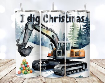 I Dig Christmas PNG, Excavator Sublimation, Digital Download Christmas Kids Gifts PNG Construction Trucks Sublimation PNG Christmas Boys png
