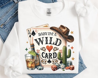 Retro Western Wild Card PNG: Cowgirl Sublimation Design (Digital Download