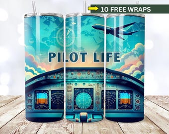 20oz skinny Tumbler Wraps voor piloten, Flight Instruments Panel Pilot Tumbler Wrap, pilootsublimatieontwerp, direct downloaden, piloot, png