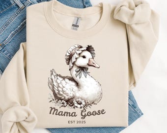Mama Goose PNG, New Mama est 2025, New Mom Shirt PNG, Mother's Day Gift Design, Girl Boy Mama PNG, Newborn Mom Sublimation Digital Download