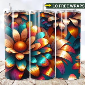 Frühling Blumen Daisy Tumbler Wrap, holographische 20 Unzen Skinny Floral Tumbler PNG Frühling Blumen Sublimation Designs, Blume Digital Download