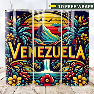 20oz Tumbler Wraps Venezuela, Venezuela Flag Tumbler PNG, Patriotic Skinny Tumbler Sublimation, Venezuela PNG, 20oz Tumbler Wraps Venezuela