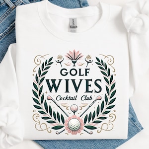 Camiseta del Club de Cócteles de Esposas de Golfistas (PNG), Club Social de Esposas de Golfistas Abandonadas (PNG), Camiseta de Golf para Mujer (PNG), Palo de Golf (PNG), Sublimación de Golf de Moda