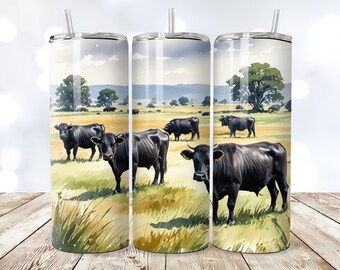Cow 20oz Tumbler Wrap, Cattle grazing 20 oz Quencher Tumbler Sublimation Design, Farming Tumbler PNG, Cows Tumbler Wrap, farmer png