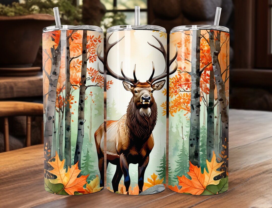 Camo Deer (elk) Hunting Season Tumbler Wrap 20oz Sublimation Tumbler ...