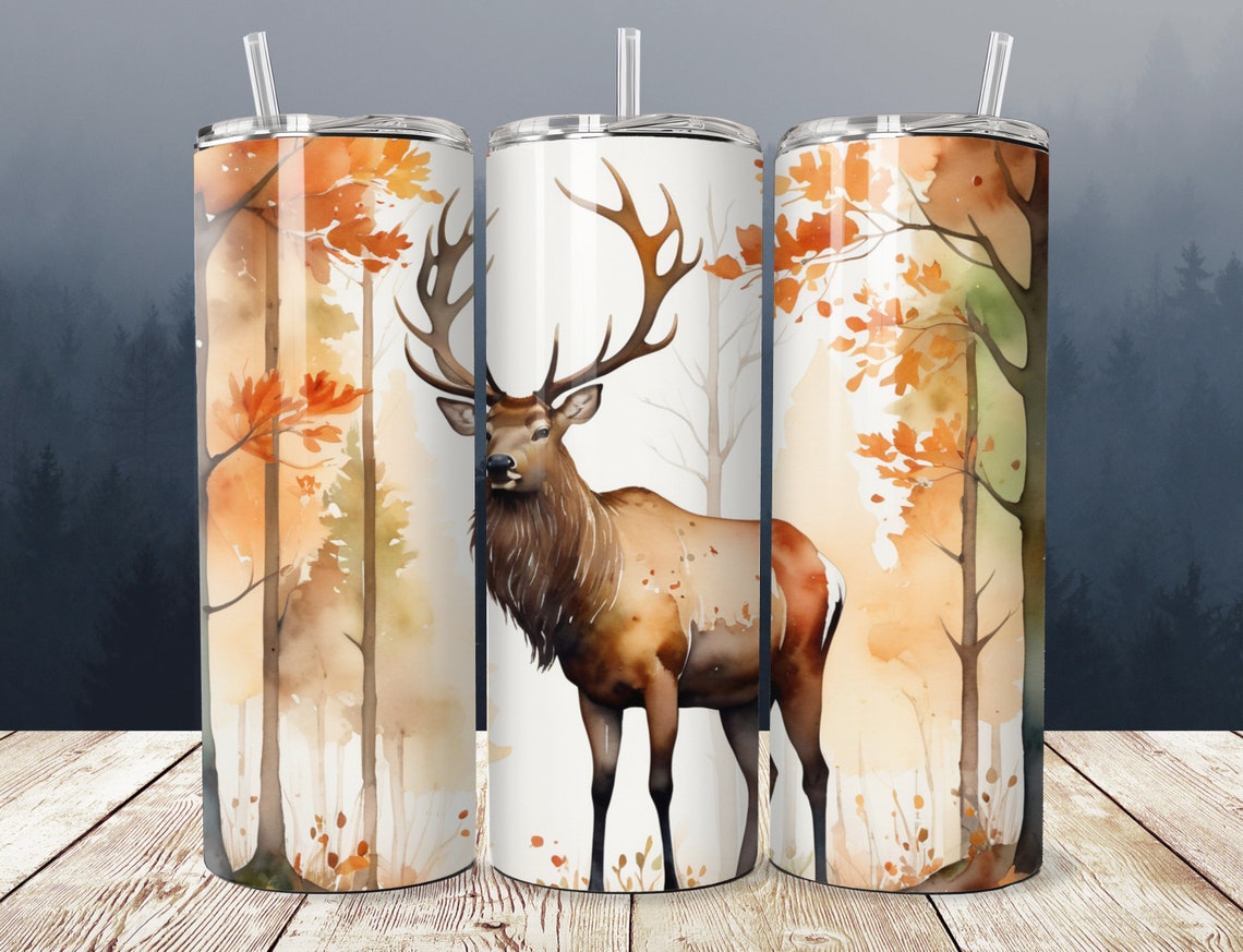 Camo Deer (elk) Hunting Season Tumbler Wrap 20oz Sublimation Tumbler ...