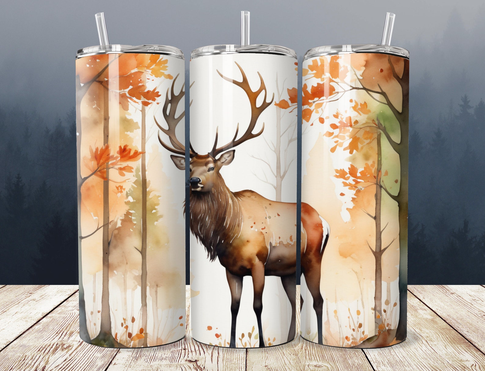 Camo Deer (elk) Hunting Season Tumbler Wrap 20oz Sublimation Tumbler ...